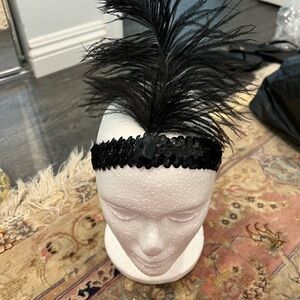 Elegant Black Feather Headband